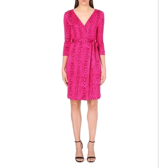 Diane Von Furstenberg New Julian Two Shadow Pink Silk Wrap Dress - Picture 2 of 13